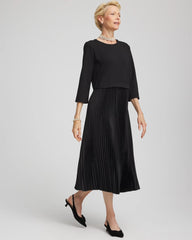 Chico's Clothing Satin-Knit Pleated Maxi Dress