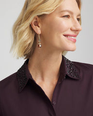 Chico's Clothing Sequin Collar Midi Shirtdress