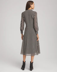 Chico's Clothing Chiffon Clip-Dot Tie-Neck Dress