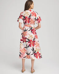 Chico's Clothing Tonal Floral Ruffle-Sleeved Midi Dress