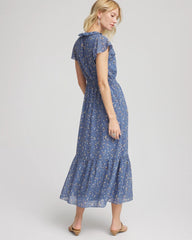 Chico's Clothing Textured Ruffled-Placket Maxi Dress