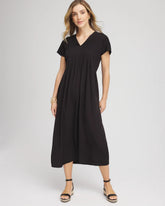 Chico's Clothing Silk-Twill Popover Midi Dress