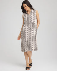 Chico's Clothing Printed Sleeveless Silk-Twill Shirtdress
