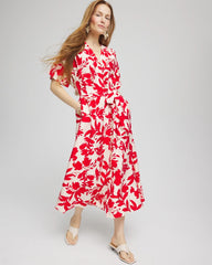Chico's Clothing Floral Ruffle-Sleeved Midi Dress