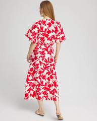 Chico's Clothing Floral Ruffle-Sleeved Midi Dress