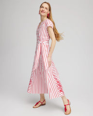 Chico's Clothing Embroidered Godet Striped Maxi Dress