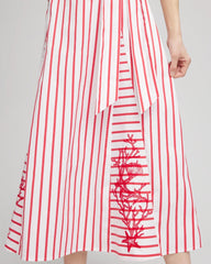 Chico's Clothing Embroidered Godet Striped Maxi Dress