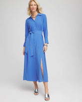 Chico's Clothing Belted Split Hem Maxi Shirtdress