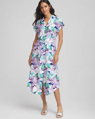 Chico's Clothing Hammered Rayon Midi Shirtdress