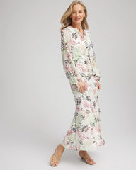 Chico's Clothing Floral Embroidered Crinkle Maxi Skirt