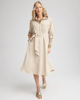 Chico's Clothing Twill Belted Midi Shirtdress