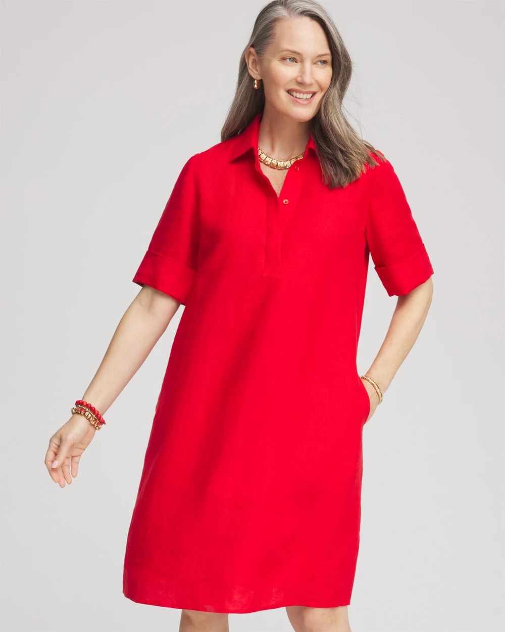 Chico's Clothing Linen Shirtdress