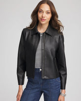 Chico's Clothing Faux Leather Zip-Front Jacket