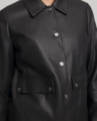 Chico's Clothing Snap Front Faux Leather Jacket