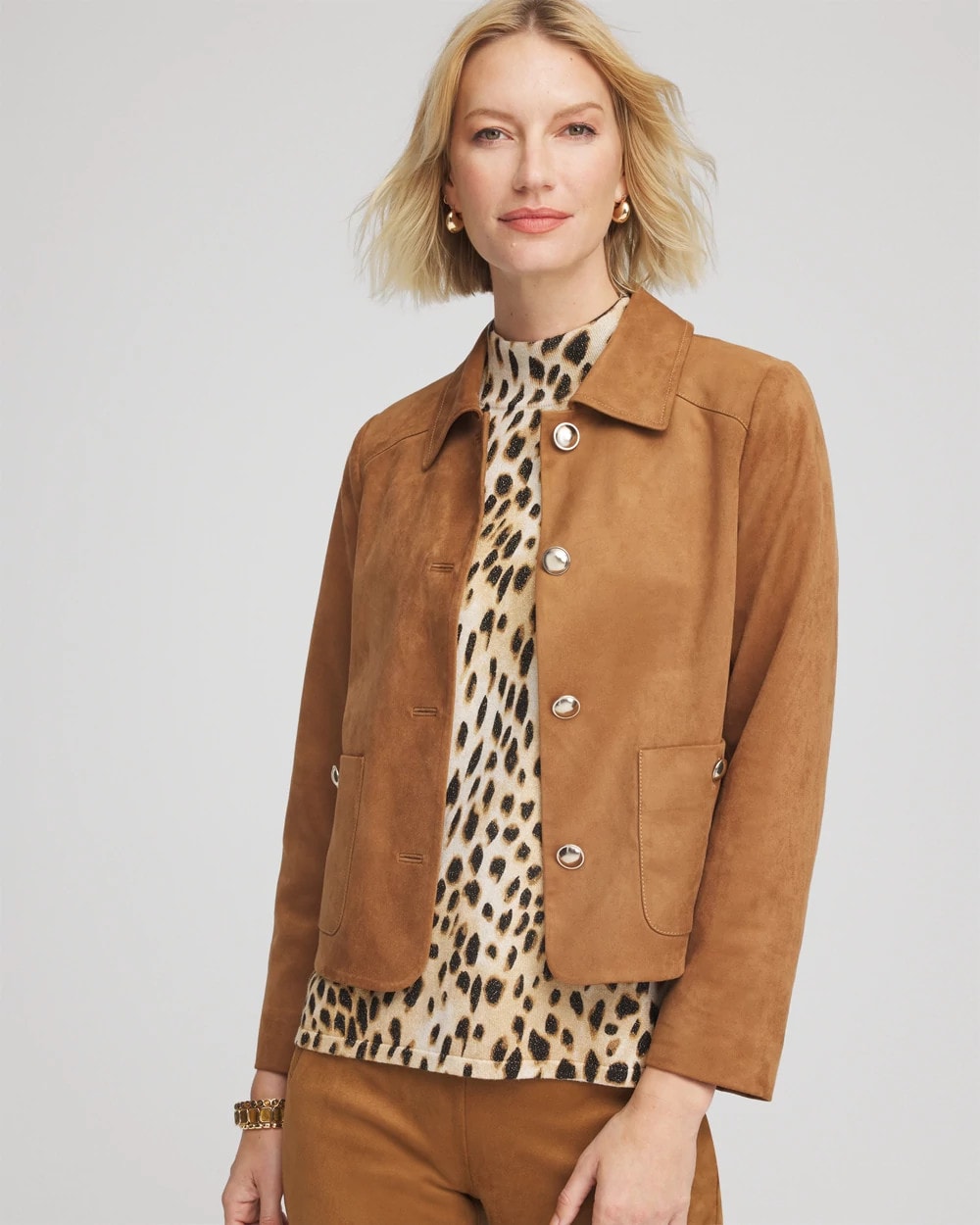 Chico's Clothing Suede Cropped Jacket