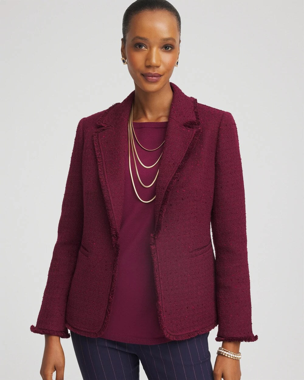 Chico's Clothing Tweed Fringe Blazer