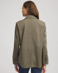 Chico's Clothing Suede Collared Long-Sleeved Shacket