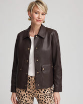 Chico's Clothing Snap Front Faux Leather Jacket