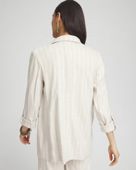 Chico's Clothing Linen Blend Stretch Stripe Blazer