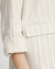 Chico's Clothing Linen Blend Stretch Stripe Blazer