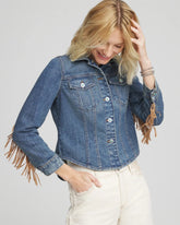 Chico's Clothing Cropped-Fit Fringe Denim Jacket