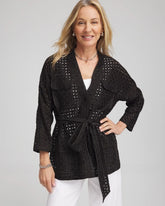 Chico's Clothing Open-Stitch Tie-Front Kimono Jacket