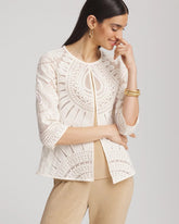 Chico's Clothing Travelers™ Collection Embroidered 3/4 Sleeve Jacket