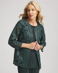 Chico's Clothing Travelers™ Collection Faux Leather Floral Jacket