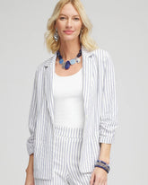 Chico's Clothing Striped Linen Stretch Blazer