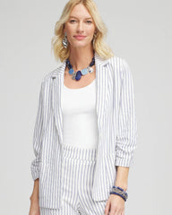 Chico's Clothing Striped Linen Stretch Blazer