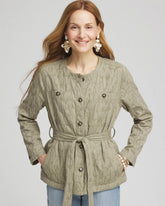 Chico's Clothing Jacquard Gauze Belted Field Jacket