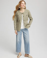 Chico's Clothing Jacquard Gauze Belted Field Jacket