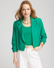 Chico's Clothing Cropped Ruched Sleeve Blazer