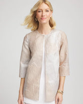 Chico's Clothing Travelers™ Collection Metallic 3/4 Sleeve Jacket