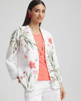 Chico's Clothing Floral Linen Non-Stretch Blazer