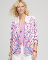 Chico's Clothing Ruched Sleeve Paisley Blazer