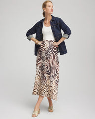 Chico's Clothing Animal Bengal Marks Faux Satin Skirt