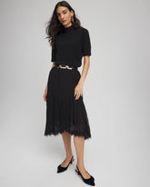 Chico's Clothing Pleated Lace Hem Midi Skirt