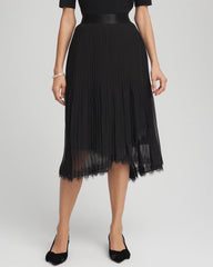 Chico's Clothing Pleated Lace Hem Midi Skirt