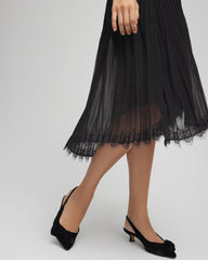 Chico's Clothing Pleated Lace Hem Midi Skirt