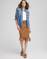 Chico's Clothing Suede Fringed Asymmetrical Skirt