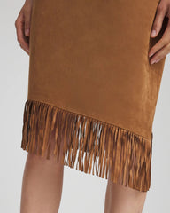 Chico's Clothing Suede Fringed Asymmetrical Skirt