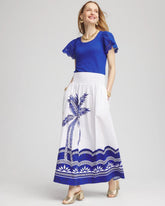 Chico's Clothing Tropical Smocked Waist Pull-On Skirt