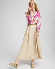 Chico's Clothing Pleated A-Line Midi Skirt