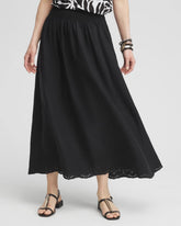 Chico's Clothing Linen Embroidered Scallop Hem Skirt