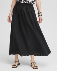 Chico's Clothing Linen Embroidered Scallop Hem Skirt