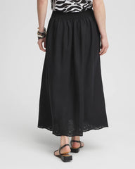 Chico's Clothing Linen Embroidered Scallop Hem Skirt