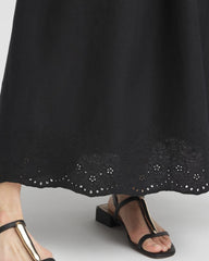 Chico's Clothing Linen Embroidered Scallop Hem Skirt