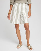 Chico's Clothing Striped Cotton-Linen Pull-On Utility Shorts