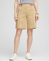 Chico's Clothing Sateen Tab-Front A-line Shorts